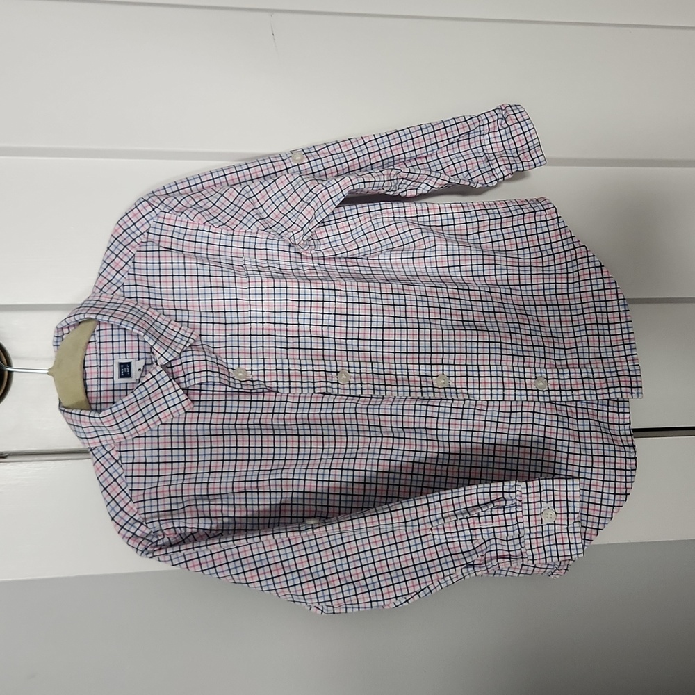 Janie and Jack toddler button down shirt. Boys size 3. Pink, blue and white